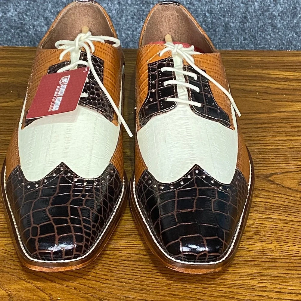 Stacy Adams‎ Gallinari Brown Multi Leather Oxford Dress Shoes Mens Size 10M NIB